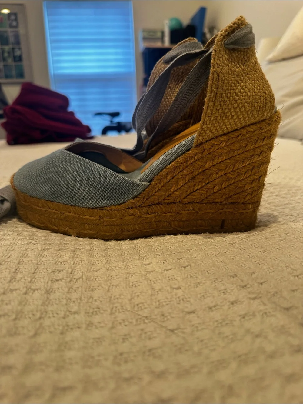 Castaner CHIARA T/8ED/002 37 (7 7.5) chambray denim  blue wedge espadrille